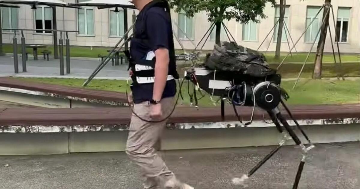 Keistas galios kostiumas paverčia dėvėtoją pusiau žmogumi, pusiau robotu kentauru