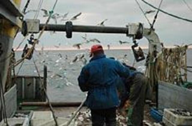 Žvejai ruošia tinklus menkėms