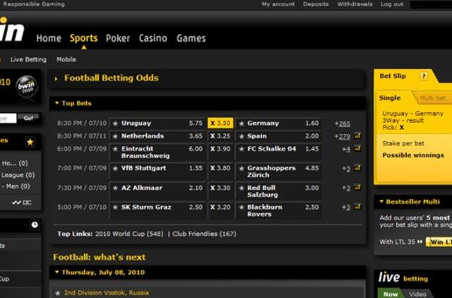 Kai kuriose lažybų bendrovėse internetu statymų atlikti negalima