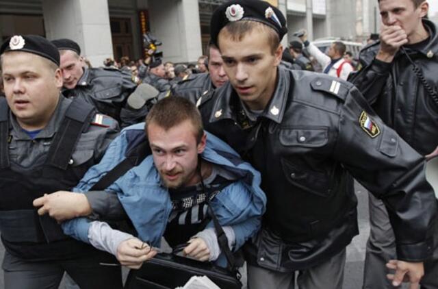 Nesankcionuota opozicijos demonstracija Maskvoje prasidėjo areštais