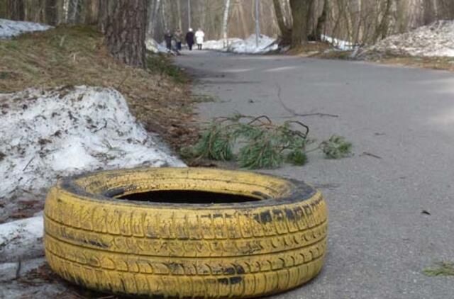 Klaipėdos mišką teršia spalvotos padangos