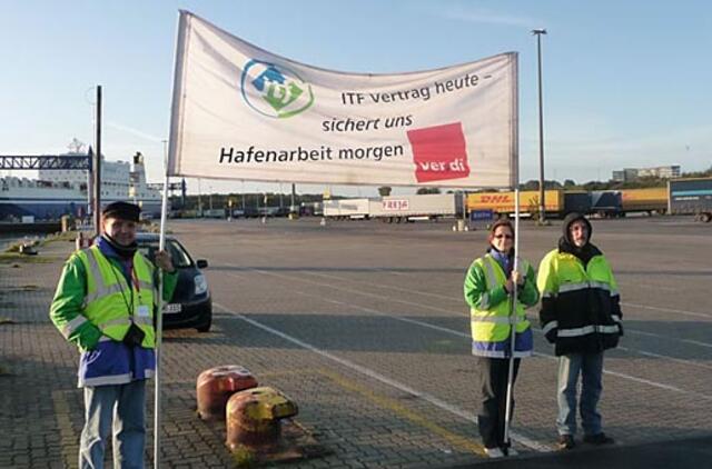 Hamburgo uoste boikotuotas laivas konteinervežis