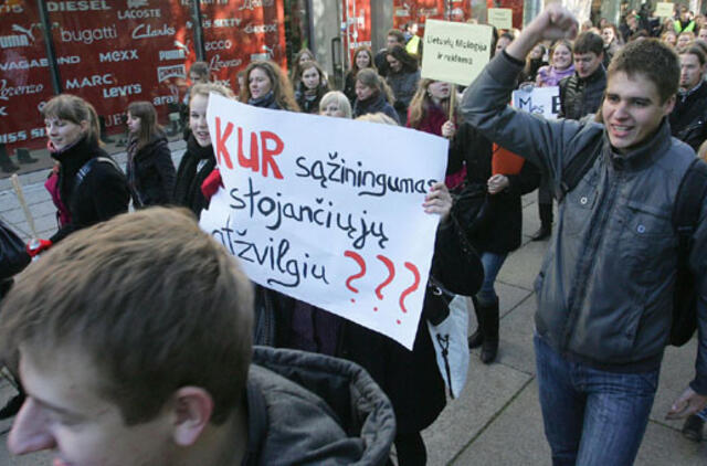 Prieš būsimas universitetų reformas Kaune protestavo studentai