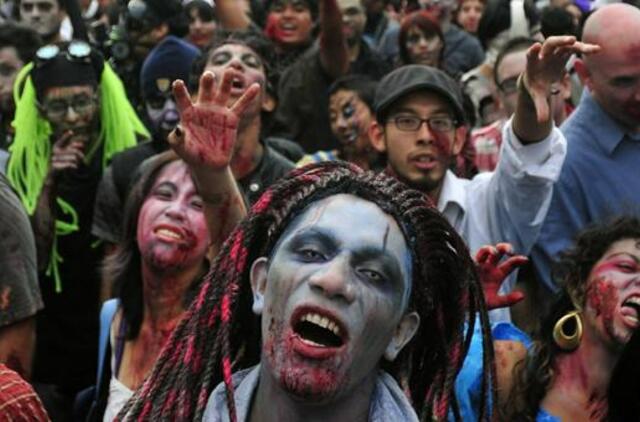 Tūkstančiai žmonių Meksikoje dalyvavo zombių parade