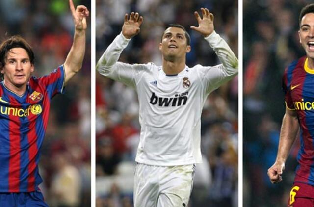 Geriausio pasaulio futbolininko rinkimų finalininkai - Messis, Ronaldo ir Xavis