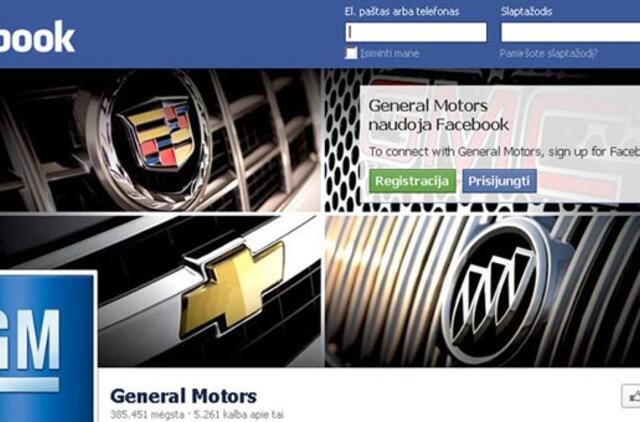 "General Motors" nebeleis pinigų "feisbukui"
