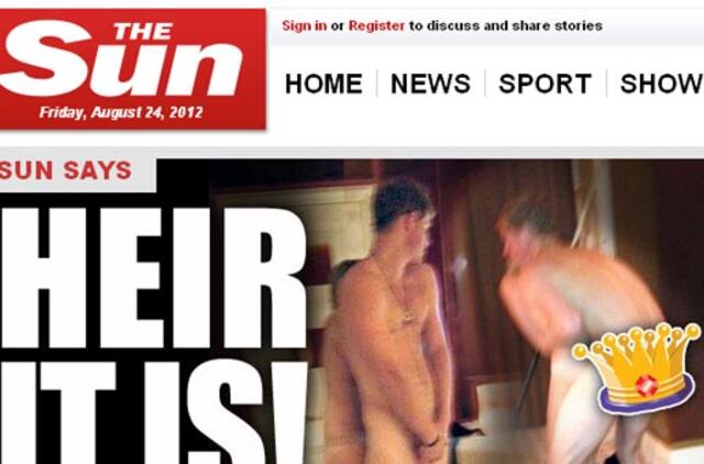 "The Sun" išspausdino nuogo princo Hario nuotraukas