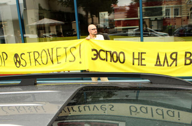 Prie Baltarusijos ambasados surengtas piketas prieš Astravo atominę elektrinę