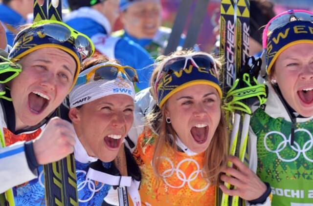 Švedijos olimpinei rinktinei pirmąjį aukso medalį Sočyje pelnė slidininkės