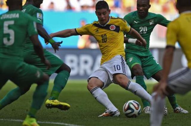 Kolumbijos rinktinė įveikė Dramblio Kaulo Kranto futbolininkus 2:1