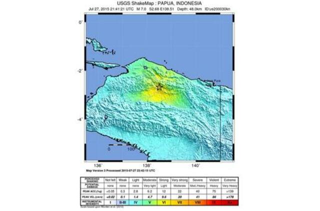 Indonezijoje įvyko 7 balų žemės drebėjimas