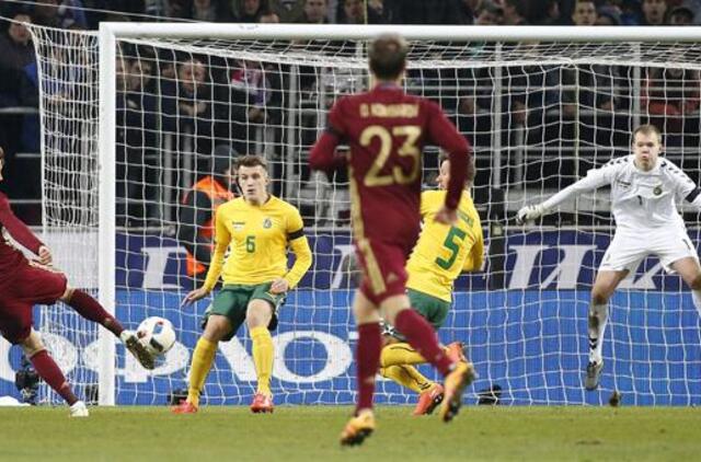 Lietuvos futbolininkai 0:3 pralaimėjo Rusijos komandai