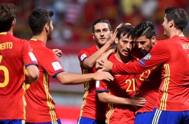 Ispanijos futbolininkai į Lichtenšteino vartus įmušė aštuonis įvarčius