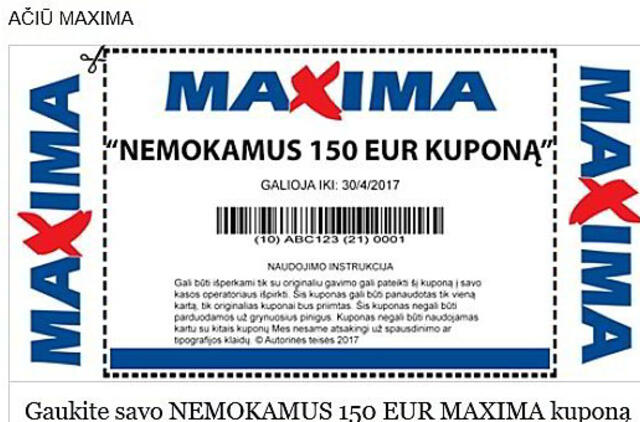 „Facebook" tinkle plinta „Maxima“ kupono virusas