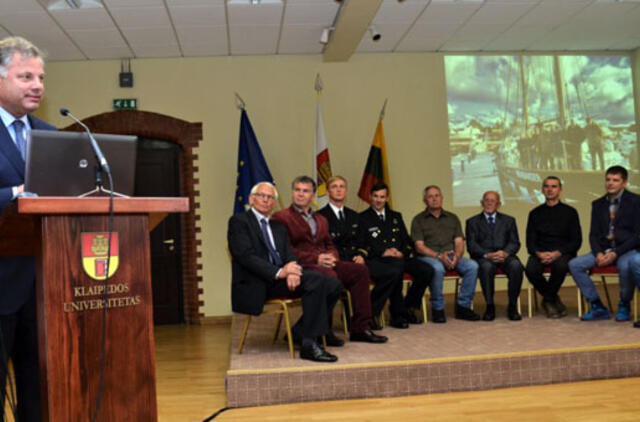 Klaipėdos universitete sutikti laivą „Prezidentas Smetona“ suradę ekspedicijos dalyviai