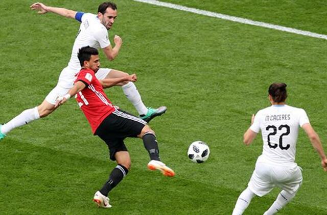 Pasaulio futbolo čempionatas: Urugvajus susitikimo pabaigoje išplėšė pergalę prieš Egiptą