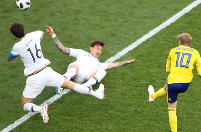 Švedijos futbolininkai pasaulio čempionate įveikė Pietų Korėją