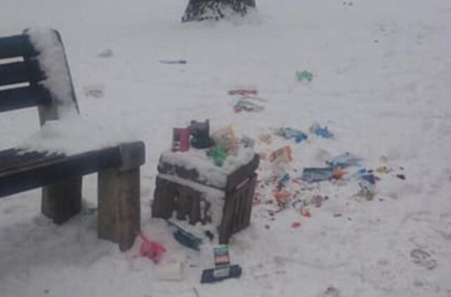 Ąžuolų giraitės parke - perpildytos šiukšliadėžės