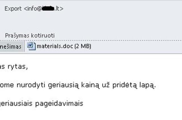 Lietuvoje plinta el. laiškai su kenksmingu kodu