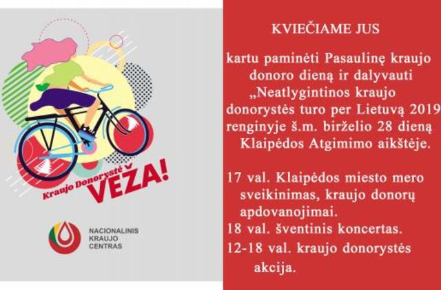 Kviečia į kraujo donorystės akciją Atgimimo aikštėje