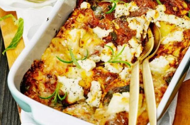 Lazanija su grybais, pesto ir rikota