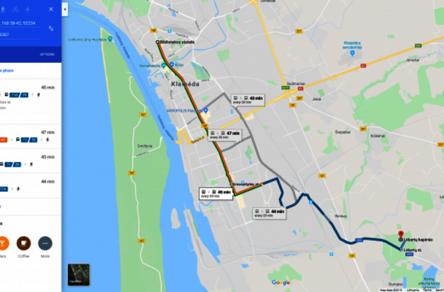 Kelionės planavimas viešuoju transportu naudojantis Google maps