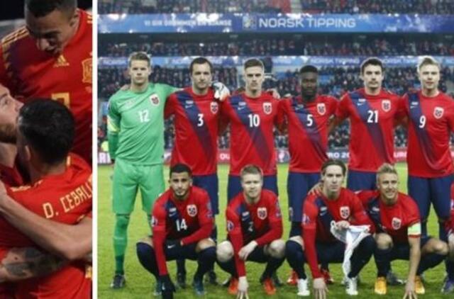 Norvegijos futbolininkai išplėšė lygiąsias su Ispanija