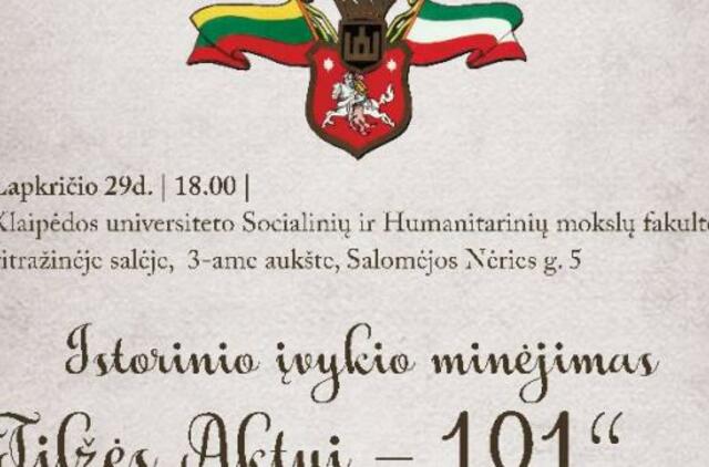 Kviečia į Tilžės akto 101-ųjų metinių minėjimą