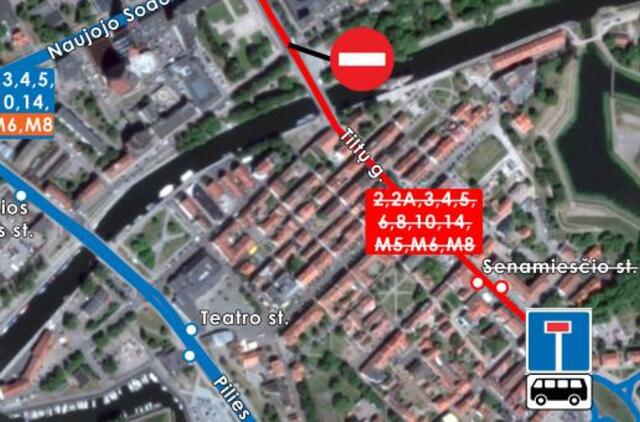 Dėl Užgavėnių tris valandas autobusai nevažiuos Tiltų gatve