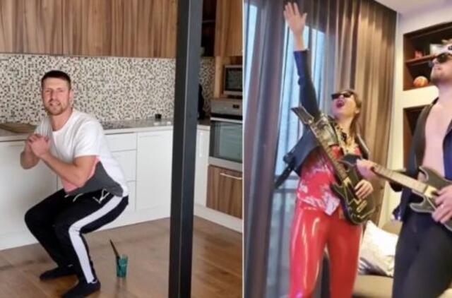 Žinomi žmonės karantine dalijasi šmaikščiais vaizdo įrašais: linksmybės, sportas ir namų ruoša