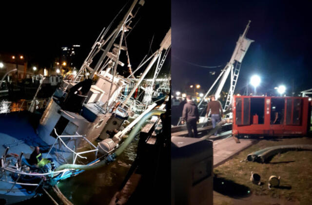 Skendęs žvejybinis laivas jau rytoj gali būti doke