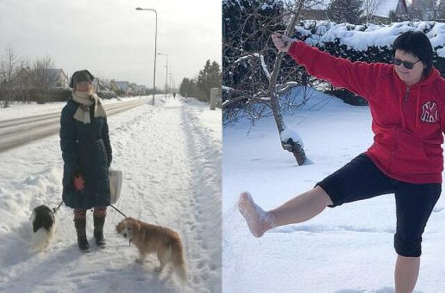 Vaikščiotojai: basomis po sniegą, su lazdomis, vieni ar su keturkojais