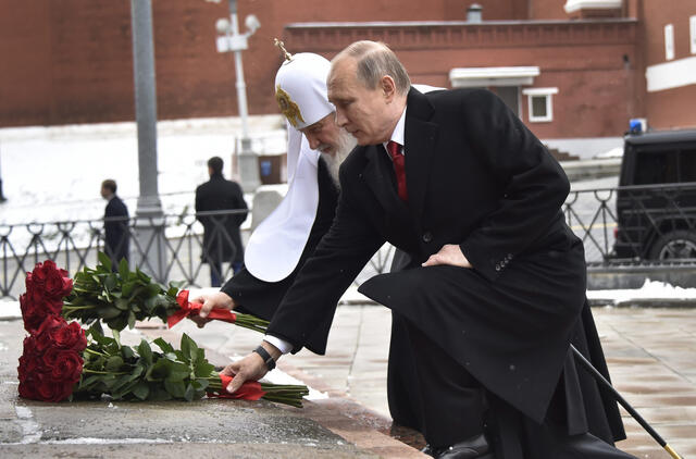 Patriarchas Kirilas ir Vladimiras Putinas. EPA-ELTA nuotr.