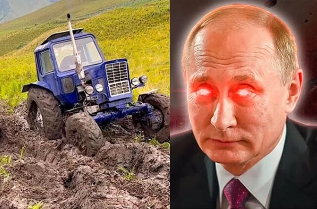 Lukašenka Putinui 70-ojo gimtadienio proga įteikė traktoriaus sertifikatą