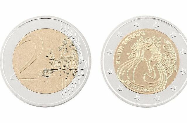 Naujoji Estijos 2 eurų moneta skirta Ukrainai paremti