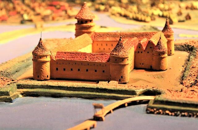 XVII a. Memelburgo pilies maketas. Pirmoji XIII a. pilis buvusi visiškai kitokia, nedidelė ir kaip tiksliai atrodė - nežinoma.