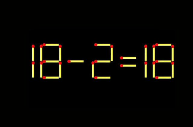 Galvosūkis tavo intelektui patikrinti: pataisyk 18 – 2 = 18 perkeldamas tik vieną degtuką