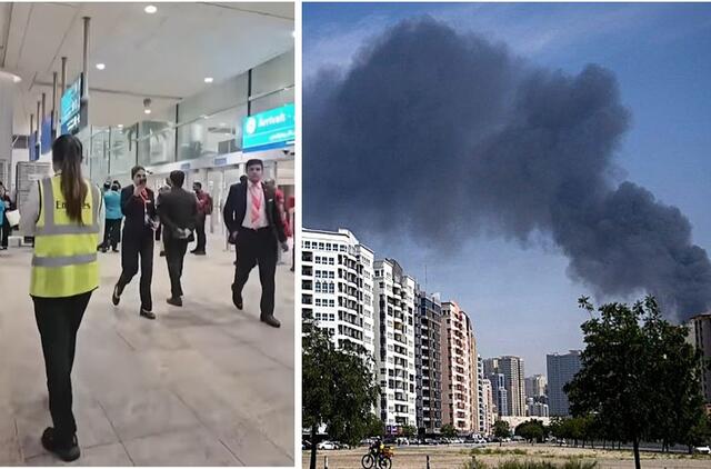 Dubajuje oro uostas ir miestas dūmuose