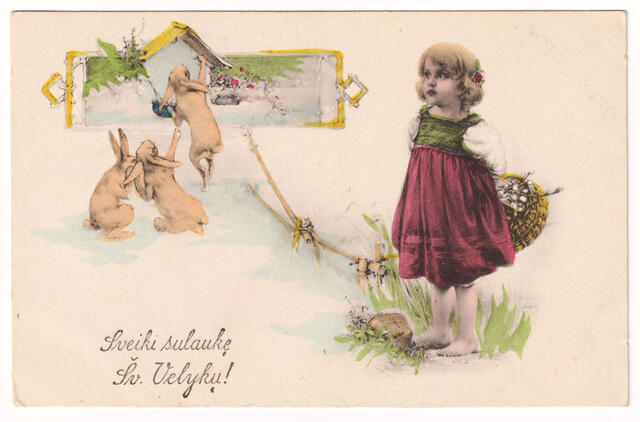 Tarpukario atvirukas su zuikiais