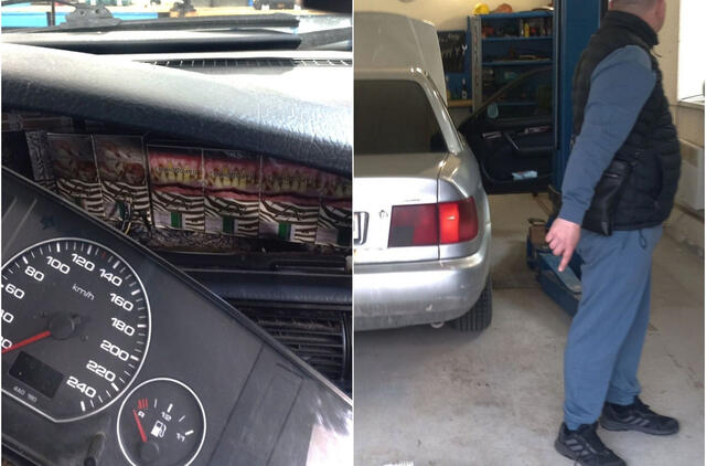 Dieveniškių kilpoje pasieniečiai sulaikė automobilį su slėptuve cigaretėms