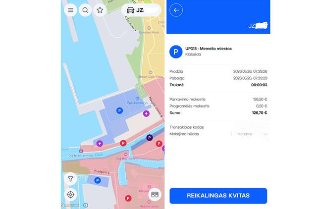 Klaidos UNIPARK parkavimo sistemoje